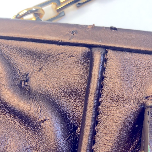 Iman Clutch light blue and brown purse~ worn - Picture 4 of 8